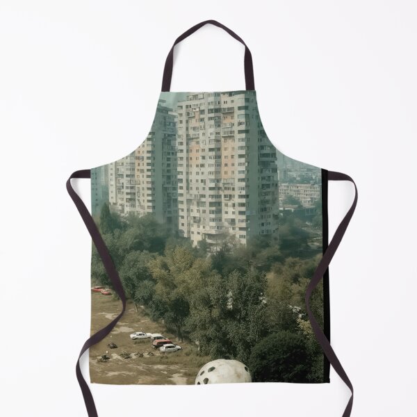 Item preview, Overgrown City Park Photography with Abandoned Vehicles and High-Rise Buildings designed and sold by regnumsaturni.