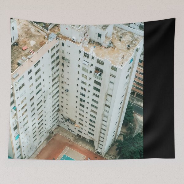 Item preview, Aerial View of an Overgrown City with Basketball Court - Urban Photography designed and sold by regnumsaturni.