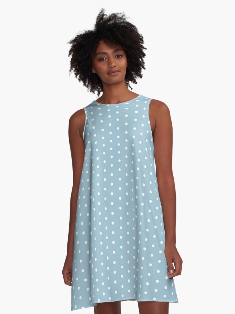 light blue and white polka dots\