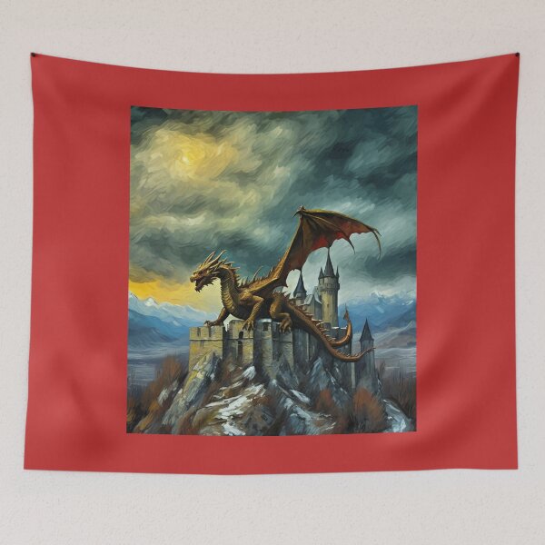 Item preview,  "Majestic Dragon: Ruined Castle and Snowy Mountains" designed and sold by Artisticanvas.