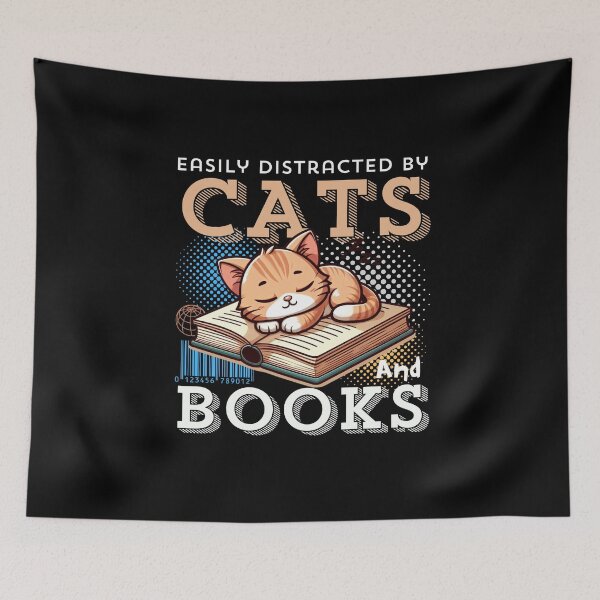 Item preview, Easily distracted by cats and books designed and sold by Peerless-Prime.