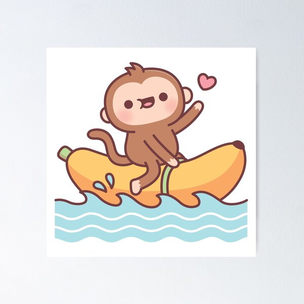 Item preview, Cute Monkey Riding On Banana Boat designed and sold by rustydoodle.