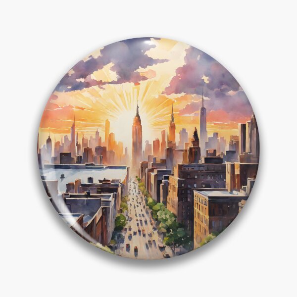 Item preview, New York Skyline: Watercolor Sunrise Radiance designed and sold by LSVart.