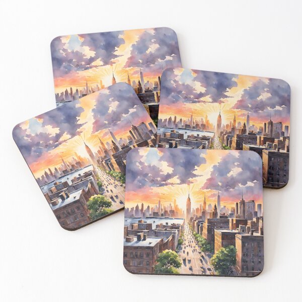 Item preview, New York Skyline: Watercolor Sunrise Radiance designed and sold by LSVart.