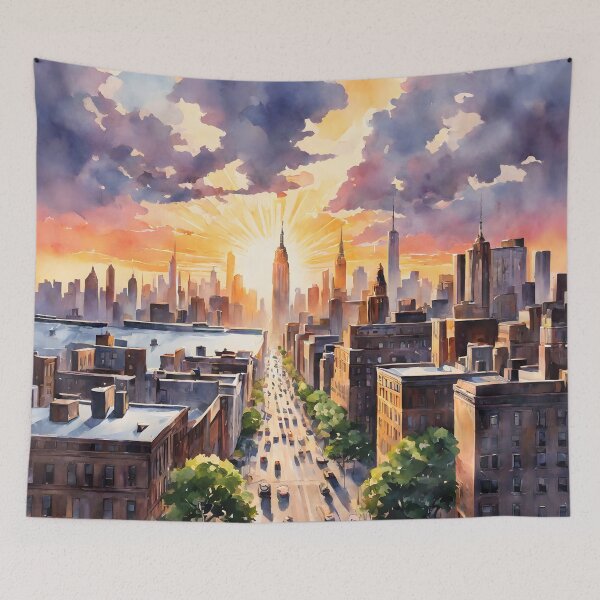 Item preview, New York Skyline: Watercolor Sunrise Radiance designed and sold by LSVart.