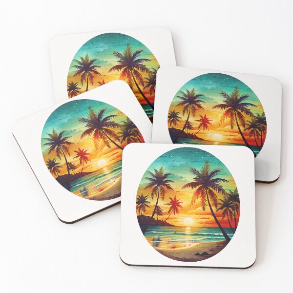 Item preview, Tropical Beach and Ocean Sunset Art designed and sold by ZeptepiTrends.
