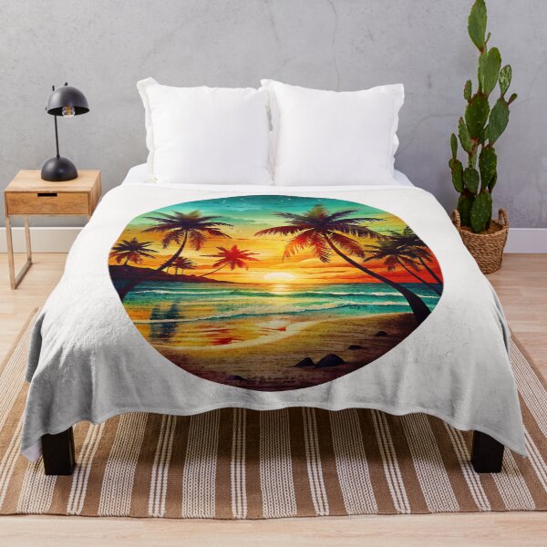 Item preview, Tropical Beach and Ocean Sunset Art designed and sold by ZeptepiTrends.
