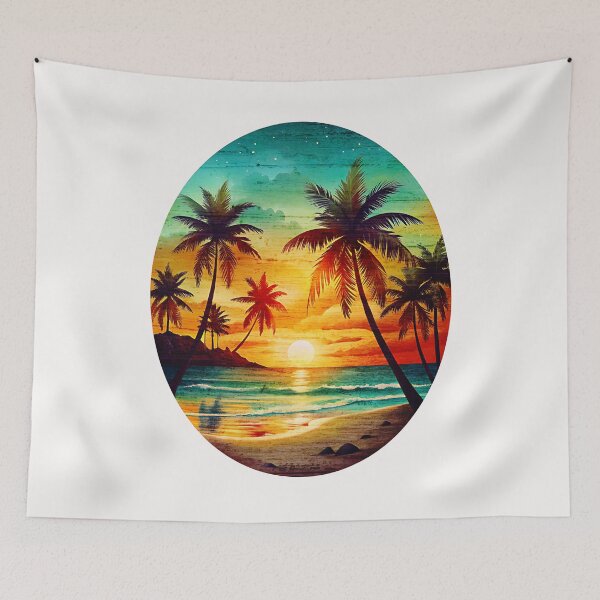Item preview, Tropical Beach and Ocean Sunset Art designed and sold by ZeptepiTrends.