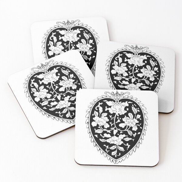 Item preview, Intricate Flowers in Black Heart-Shaped Frame designed and sold by metebf.