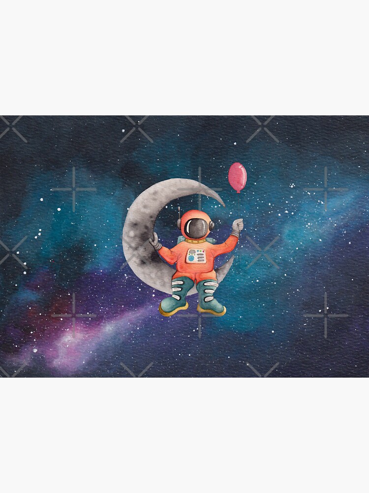 Thumbnail 3 of 3, Sticker, Spaceman Luna Hanging designed and sold by BeckmogArt.