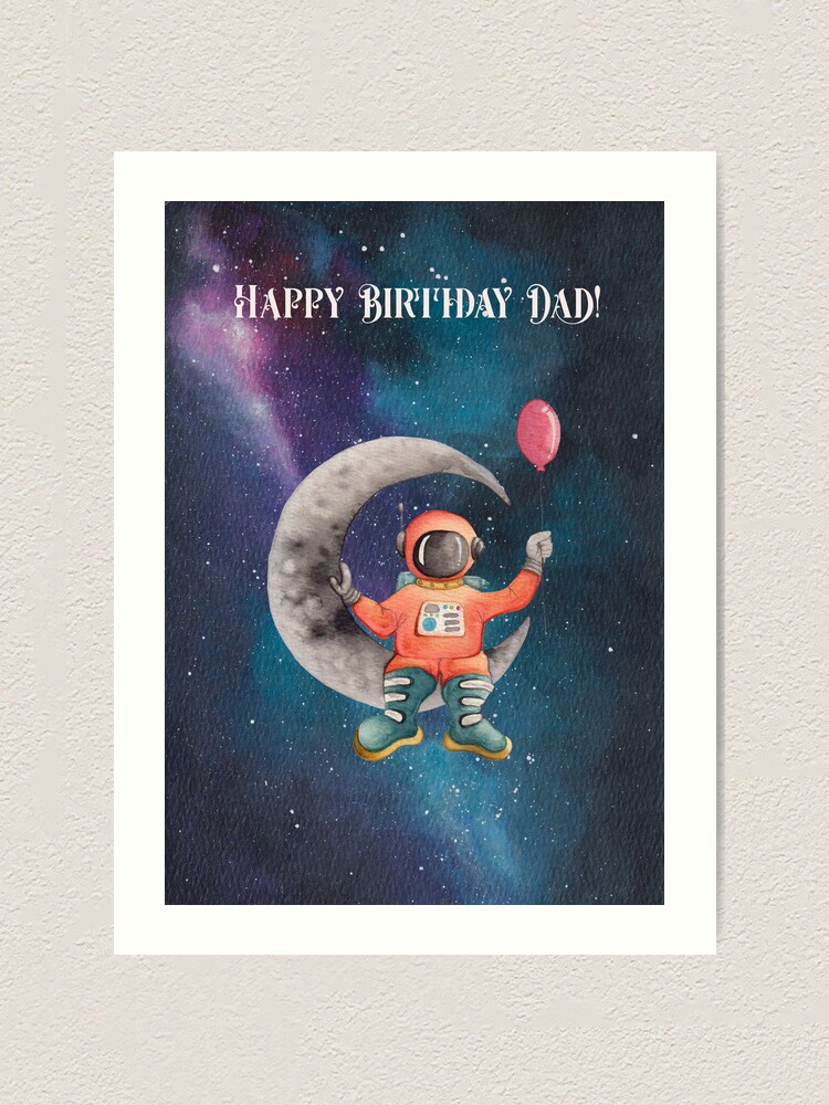 Thumbnail 1 of 3, Art Print, Galaxy Spaceman Birthday Card designed and sold by BeckmogArt.