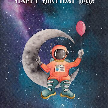 Artwork thumbnail, Galaxy Spaceman Birthday Card by Imogen Boshstar Art