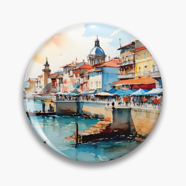 Item preview, Porto Seafront: Watercolor Landscape in Turquoise designed and sold by LSVart.