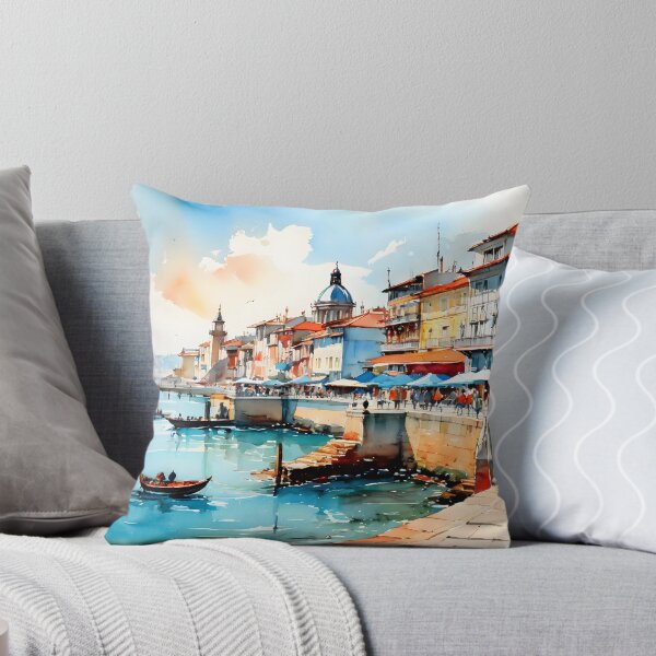 Item preview, Porto Seafront: Watercolor Landscape in Turquoise designed and sold by LSVart.