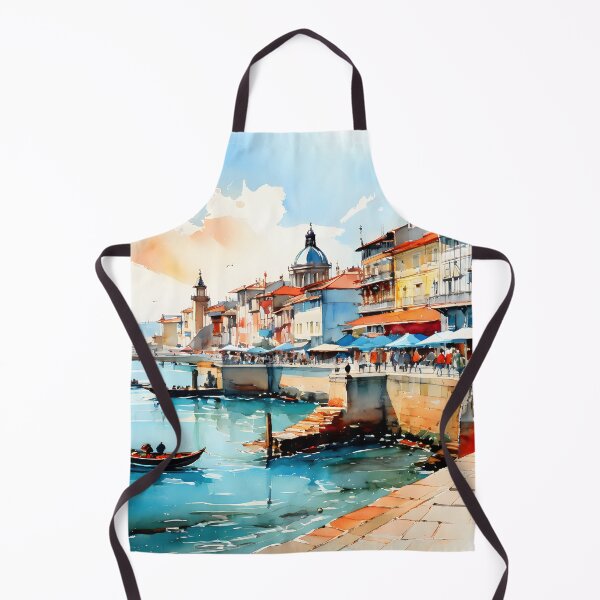 Item preview, Porto Seafront: Watercolor Landscape in Turquoise designed and sold by LSVart.