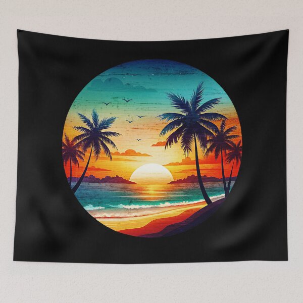 Item preview, Tropical Beach and Ocean Sunset Art designed and sold by ZeptepiTrends.
