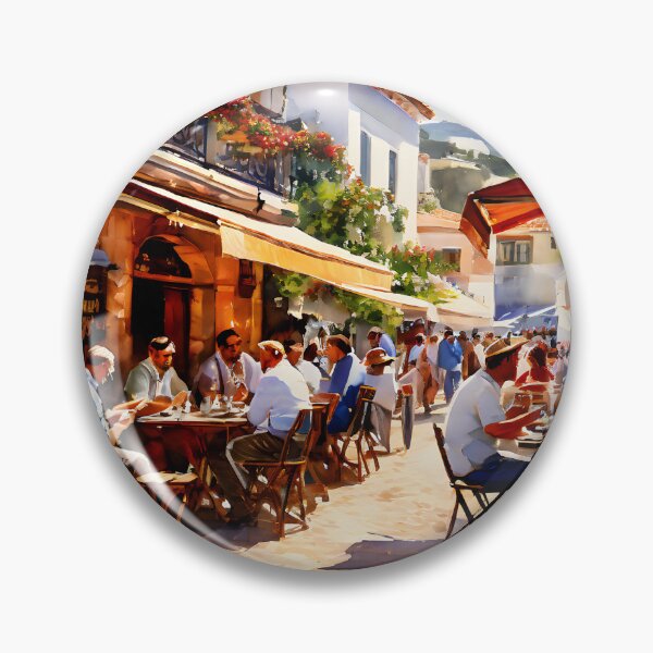 Item preview, Vibrant Skiathos Watercolor Street Scene designed and sold by LSVart.