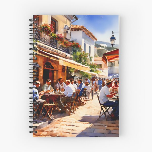 Item preview, Vibrant Skiathos Watercolor Street Scene designed and sold by LSVart.