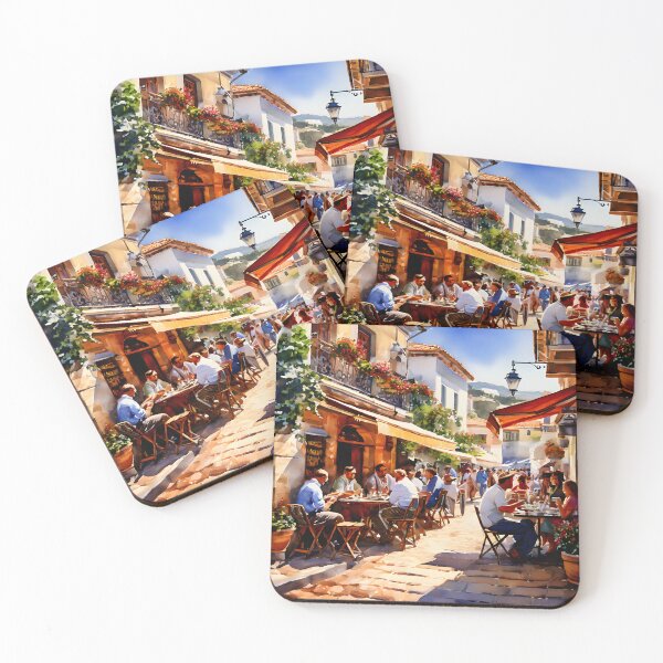 Item preview, Vibrant Skiathos Watercolor Street Scene designed and sold by LSVart.