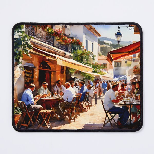 Item preview, Vibrant Skiathos Watercolor Street Scene designed and sold by LSVart.