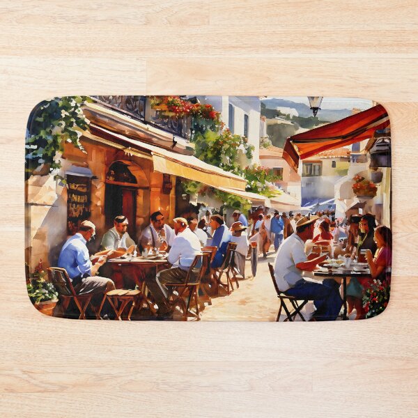 Item preview, Vibrant Skiathos Watercolor Street Scene designed and sold by LSVart.