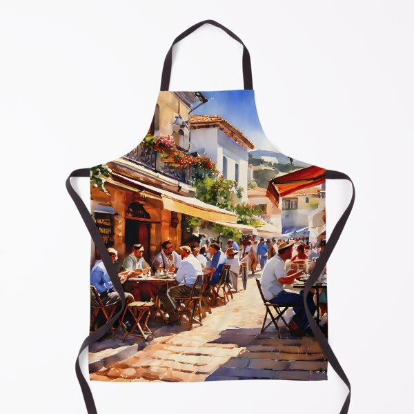 Item preview, Vibrant Skiathos Watercolor Street Scene designed and sold by LSVart.