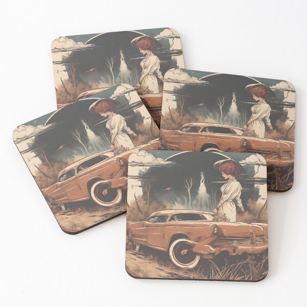 Item preview, Vintage Car and Woman designed and sold by DrawingAndText.
