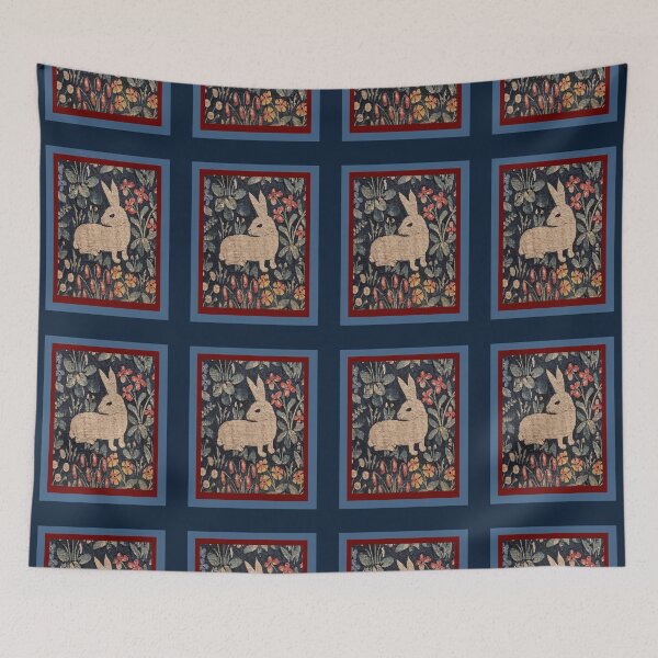 Item preview, Rabbit and flowers on a medieval tapestry  designed and sold by ricoflinn.