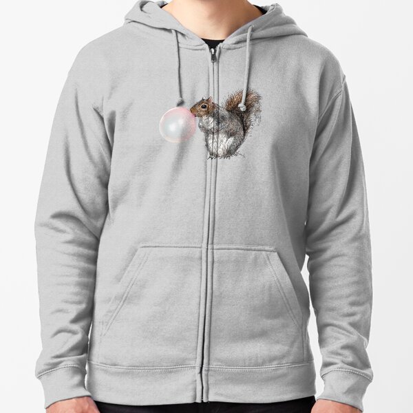Bubblegum Squirrel Zipped Hoodie