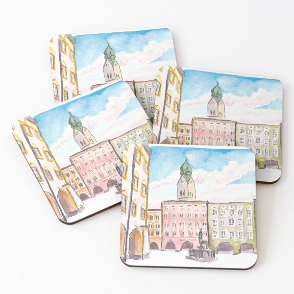Item preview, Rosenheim Max-Josef Square view of Old Town and St Nikolaus designed and sold by artshop77.