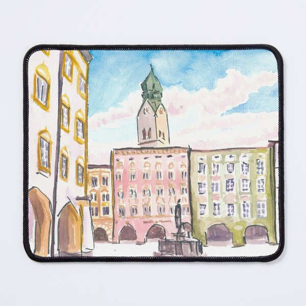 Item preview, Rosenheim Max-Josef Square view of Old Town and St Nikolaus designed and sold by artshop77.