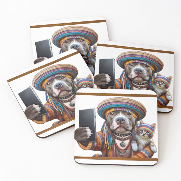 Item preview, Pitbull Celebrity Taking Selfie with Kitten designed and sold by TheDogOnIt.