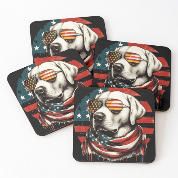 Item preview, Labrador Golden Retriever 4th Of July USA designed and sold by TomFrontierArt.