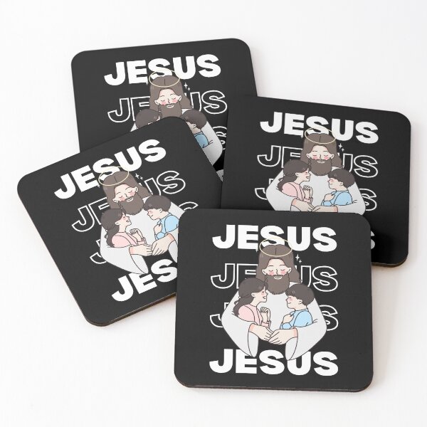 Item preview, Jesus Embracing Kids in Minimalist Style Typography designed and sold by Wear-Christ.