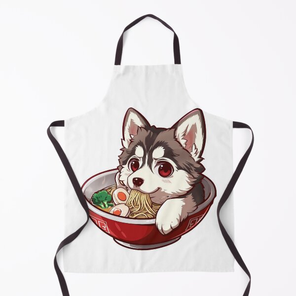 Item preview, Cute husky sipping ramen noodles, anime art style designed and sold by tjnextgen99.