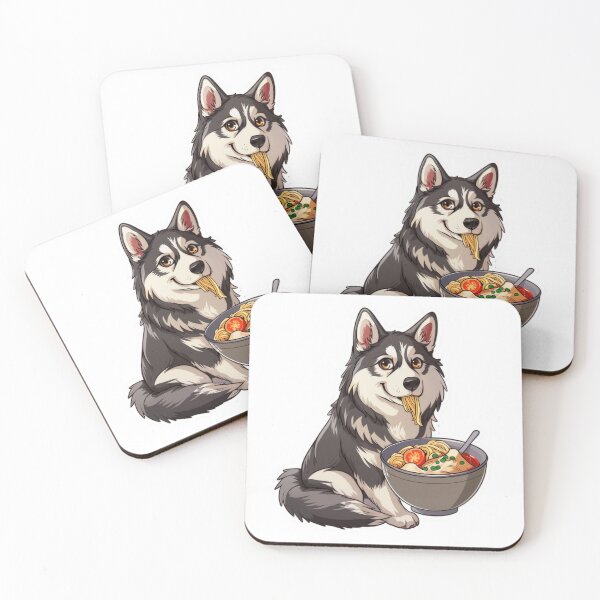 Item preview, Adorable husky dog enjoying ramen in anime style designed and sold by tjnextgen99.