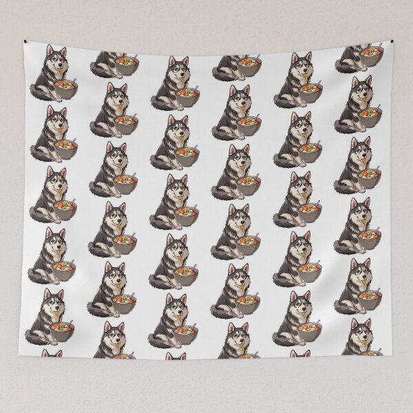 Item preview, Adorable husky dog enjoying ramen in anime style designed and sold by tjnextgen99.