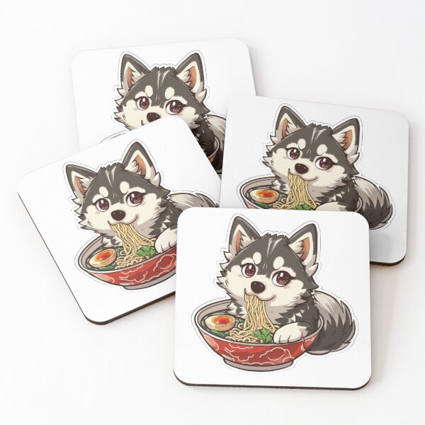 Item preview, Husky sipping noodles from ramen bowl, anime art designed and sold by tjnextgen99.