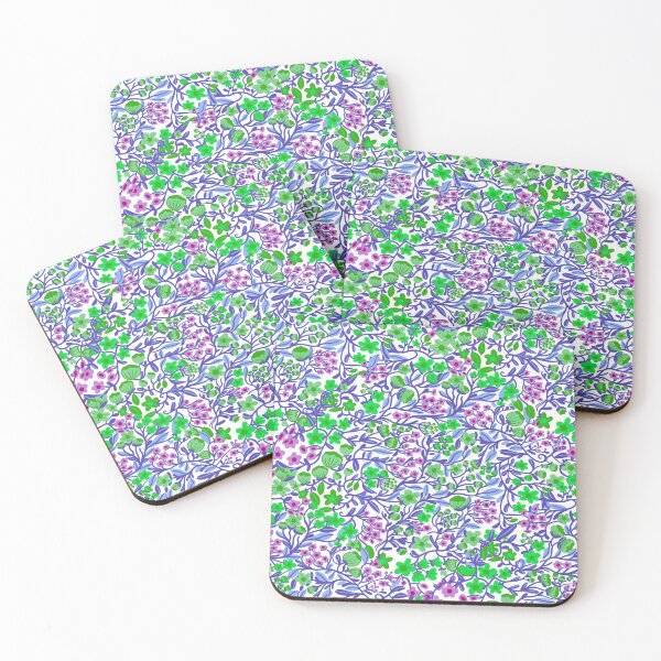 Item preview, Vibrant Floral Pattern in Purple and Green: Phone Cases, Curtains, Mugs, Home Decor, Stickers, Art Prints, Fabrics, and Tote Bags designed and sold by Daniela Vargas Ilustra.