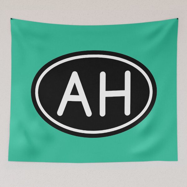 Item preview, AH Initials Monogram Oval White Letters designed and sold by Jeallan Designs.