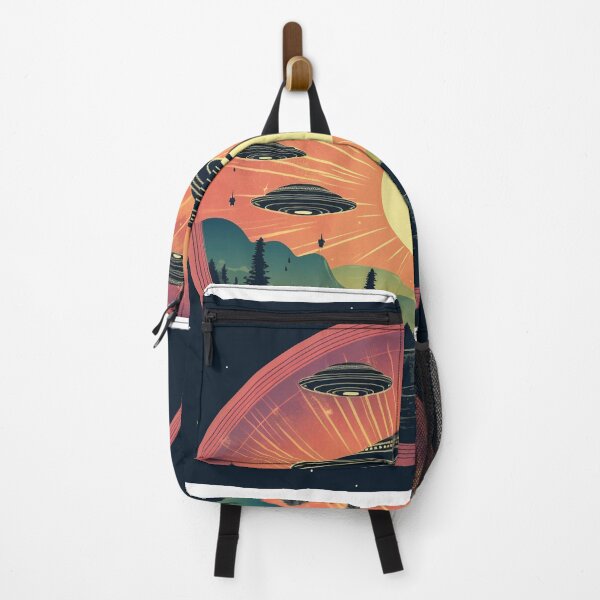 Item preview, Flying Saucers UFO appearing at sunset in Retro Vintage Style designed and sold by redstar19.