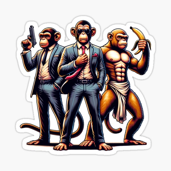 Monkey Revolution: Three Cheeky Friends Pegatina