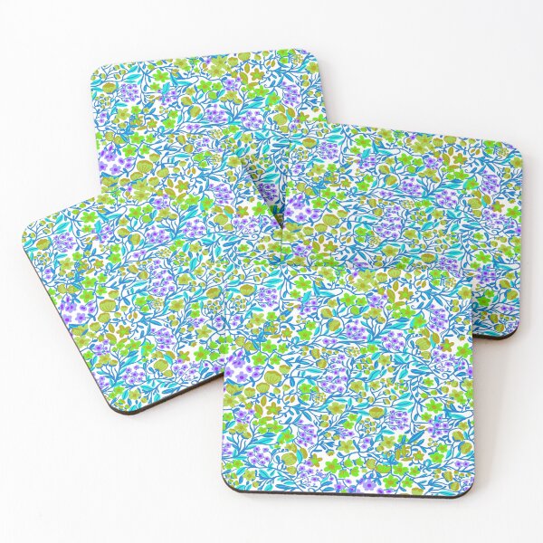 Item preview, Vibrant Blue and Green Floral Pattern for Phone Cases, Curtains, Mugs, Home Decor, Stickers, Art Prints, Fabrics, and Tote Bags designed and sold by Daniela Vargas Ilustra.