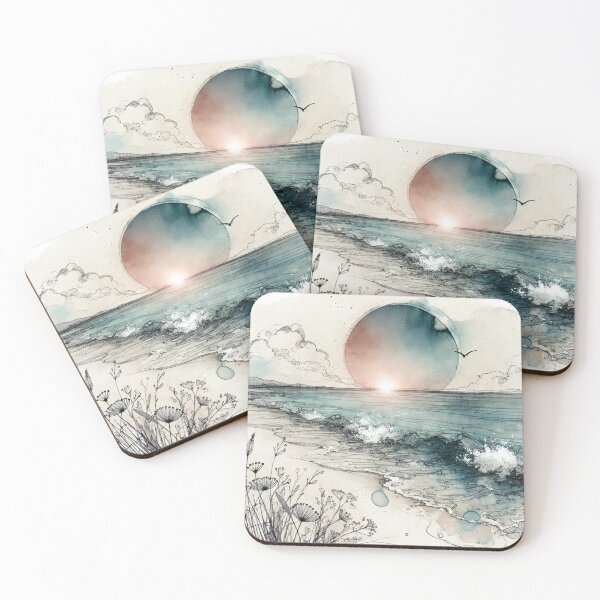 Item preview, Coastal Sunrise Art designed and sold by ArtemisDesignAI.