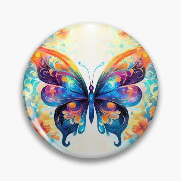 Item preview, Butterfly series printed fabric, blue, orange, purple, arabesques designed and sold by janjacbu.