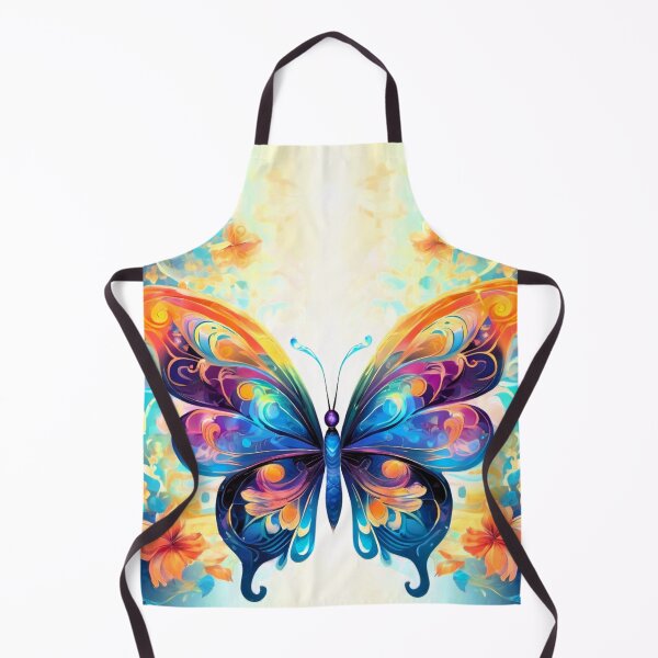 Item preview, Butterfly series printed fabric, blue, orange, purple, arabesques designed and sold by janjacbu.