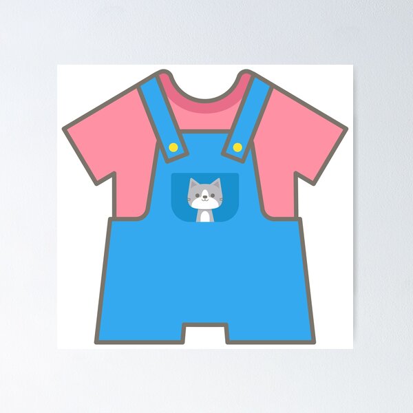 Item preview, Cute baby clothes in Children Style Cartoon illustration cat denim overalls jeans designed and sold by nuchz.