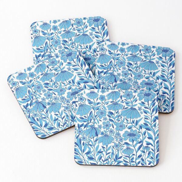 Item preview, Blue Floral Pattern for Phone Cases, Curtains, Mugs, Home Decor, Stickers, Art Prints, Fabrics, and Tote Bags designed and sold by Daniela Vargas Ilustra.