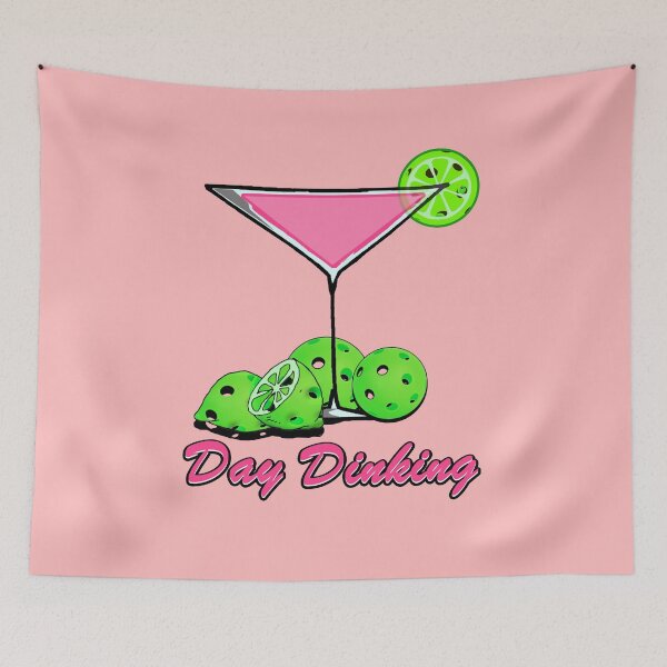 Item preview, Pickleball Pink Day Dinking Cosmo with Lime Pickleballs designed and sold by GreenCarbon2112.