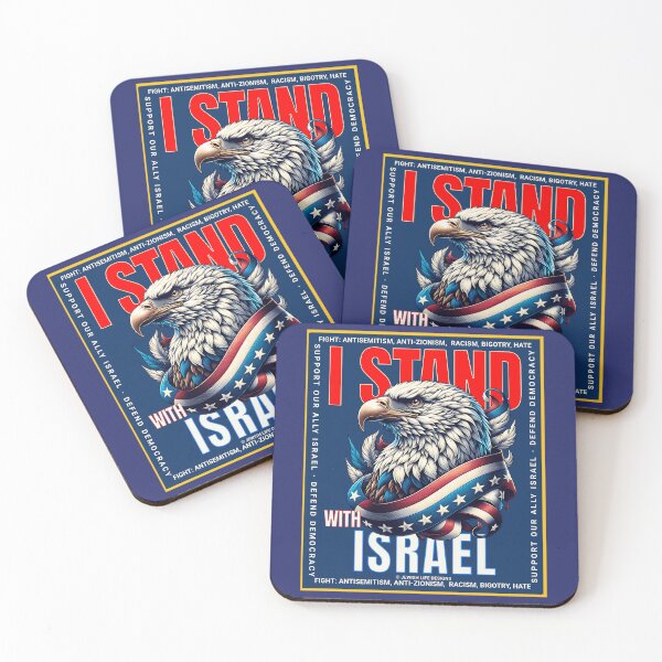 Item preview, SUJD0011 Jewish Designs American Patriotic Eagle says I Stand with Israel defend democracy vote and protest against antisemitism designed and sold by JewishDesigns.